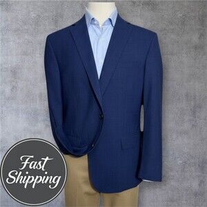 $450 BROOKS BROTHERS Mens 46R Blue Wool Blend Blazer Sport Coat 2-Button Jacket
